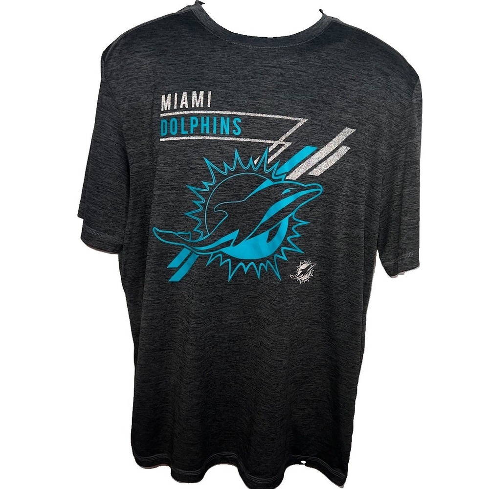 NFL Miami Dolphins Men's Size Large Charcoal Gray‎ Blue Graphic Miami Dolphins